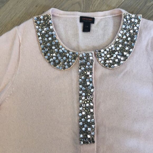 COPY - Crewcuts Cashmere Pink Tiffany Style Cardigan with Rhinestones, Girls 14 - Picture 2 of 4